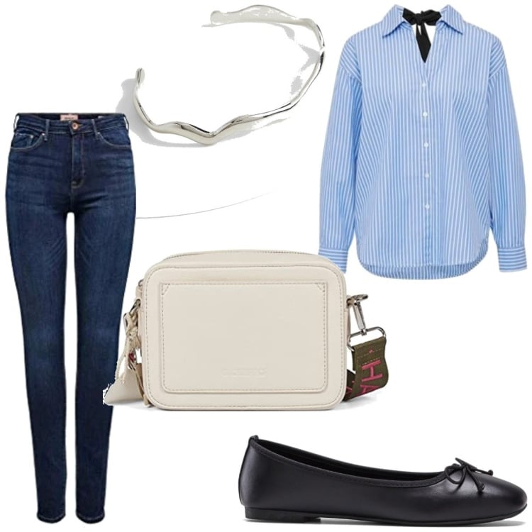 Outfit femme - Joli dos. Style Basique pour Tous les jours. Assortir avec ballerines, tuniques, jean skinny, sacs besace, bracelets.