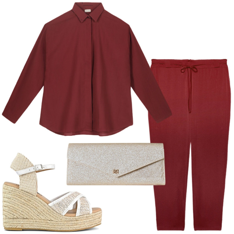 Outfit donna - Pantaloni jogger. Stile Casual chic per Tutti i giorni. Abbinamento con pochette, zeppe, pantaloni, camicie.