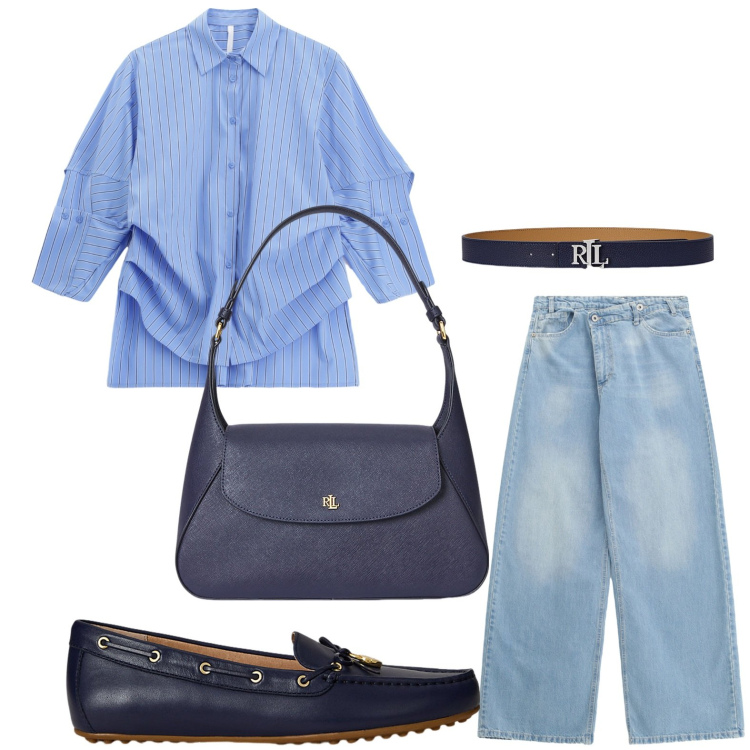 Outfit donna - La camicia con dettaglio. Stile Minimal per Scuola/Università. Abbinamento con jeans, camicie, borse a spalla, mocassini, cinture.