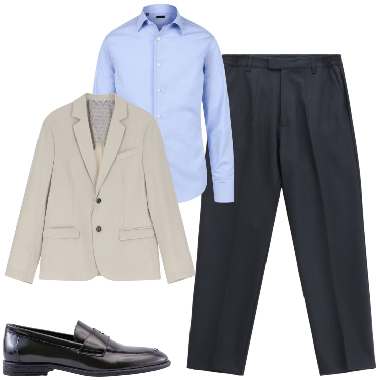 Outfit uomo - Spezzato. Stile Business/Elegante per Serata speciale. Abbinamento con giacche, pantaloni, camicie, scarpe stringate.