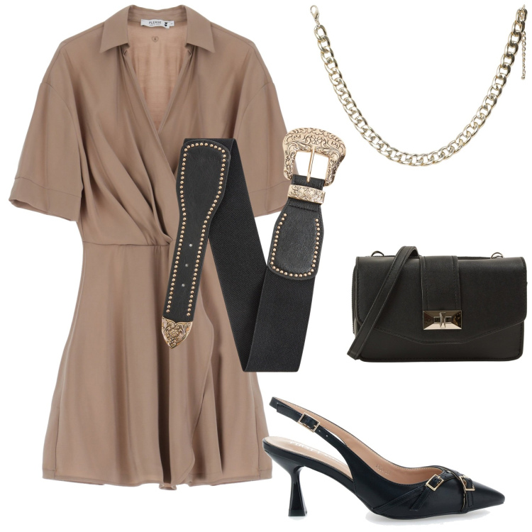 Outfit donna - Total look #2227298. Stile Urban per Ufficio. Abbinamento con collane, borse a tracolla, cinture, vestiti corti, décolleté.