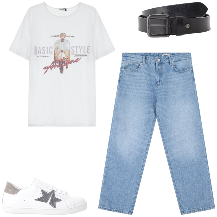 Outfit uomo - Imperial style. Stile Casual per Tutti i giorni. Abbinamento con jeans, cinture, sneakers, t-shirt.