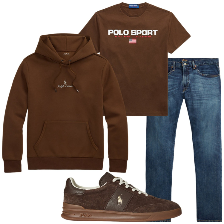 Outfit uomo - Polo sport. Stile Casual per Tutti i giorni. Abbinamento con jeans dritti, t-shirt, felpe con cappuccio, sneakers.