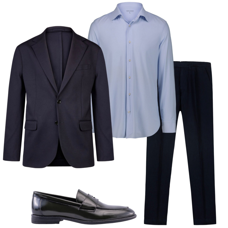Outfit uomo - Cerimonia. Stile Business/Elegante per Cerimonia. Abbinamento con giacche, camicie, pantaloni, scarpe stringate.