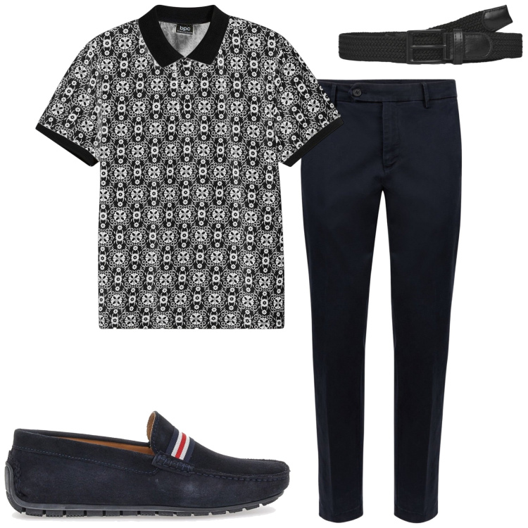Outfit uomo - Serata con amici. Stile Urban per Serata speciale. Abbinamento con polo, cinture, pantaloni chino, scarpe stringate.
