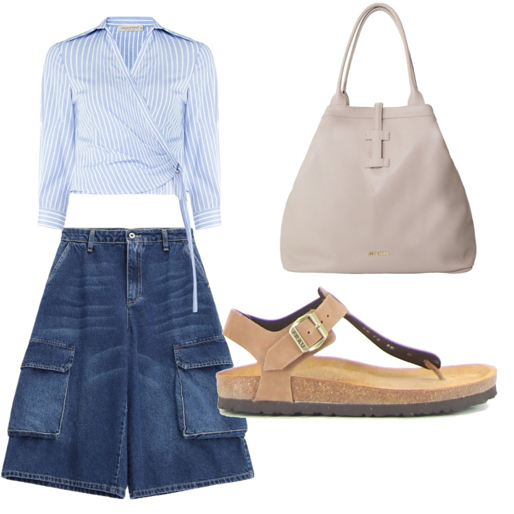 Outfit donna - I cargo con tasche. Stile Glamour per Tutti i giorni. Abbinamento con camicie, shorts, borse tote, ciabatte.