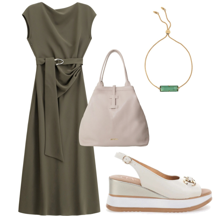Outfit donna - Total look #2227496. Stile Minimal per Tutti i giorni. Abbinamento con vestiti lunghi, borse tote, braccialetti, sandali in pelle.