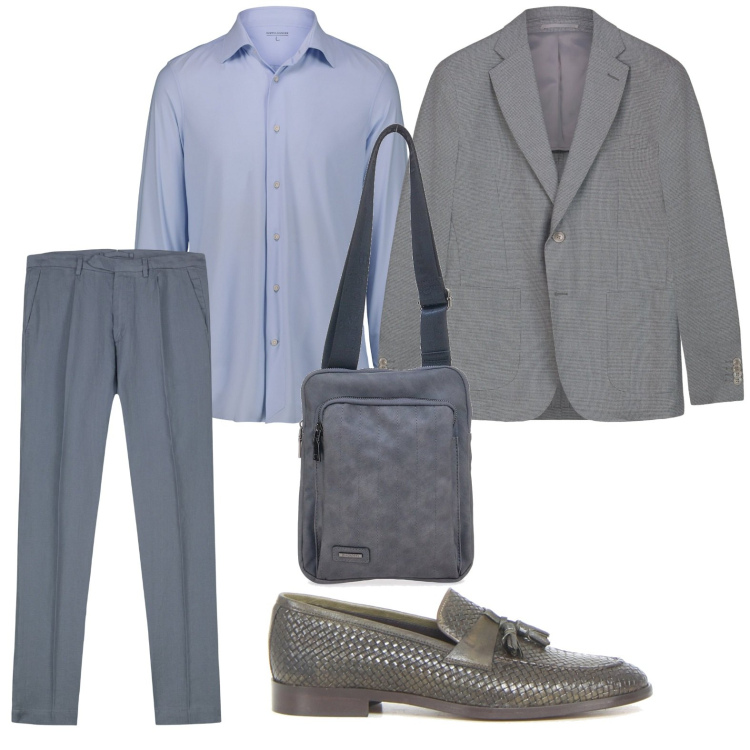 Outfit uomo - Stile urban. Stile Urban per Ufficio. Abbinamento con giacche, portafogli, camicie, pantaloni, scarpe stringate.