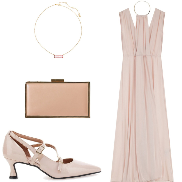 Outfit donna - Cerimonia. Stile Chic per Cerimonia. Abbinamento con pochette, vestiti lunghi, collane, décolleté.