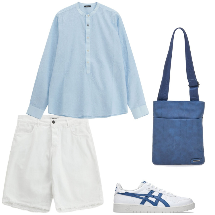 Outfit uomo - So nice. Stile Trendy per Serata speciale. Abbinamento con bermuda, camicie, portafogli, sneakers.