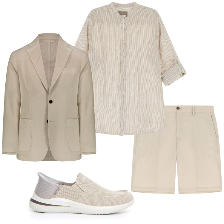 Outfit uomo - Raffinato color sabbia. Stile Trendy per Serata speciale. Abbinamento con camicie, bermuda, giacche, sneakers.