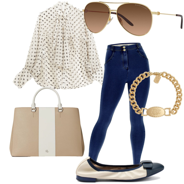 Outfit donna - Leggings bon ton. Stile Urban per Tutti i giorni. Abbinamento con camicie, jeggings, borse a mano, occhiali da sole, braccialetti, ballerine.