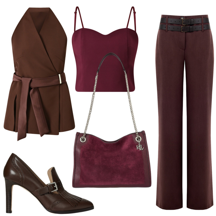 Outfit donna - Total look #2227656. Stile Glamour per Ufficio. Abbinamento con pantaloni, gilet, top, décolleté, borse tote.