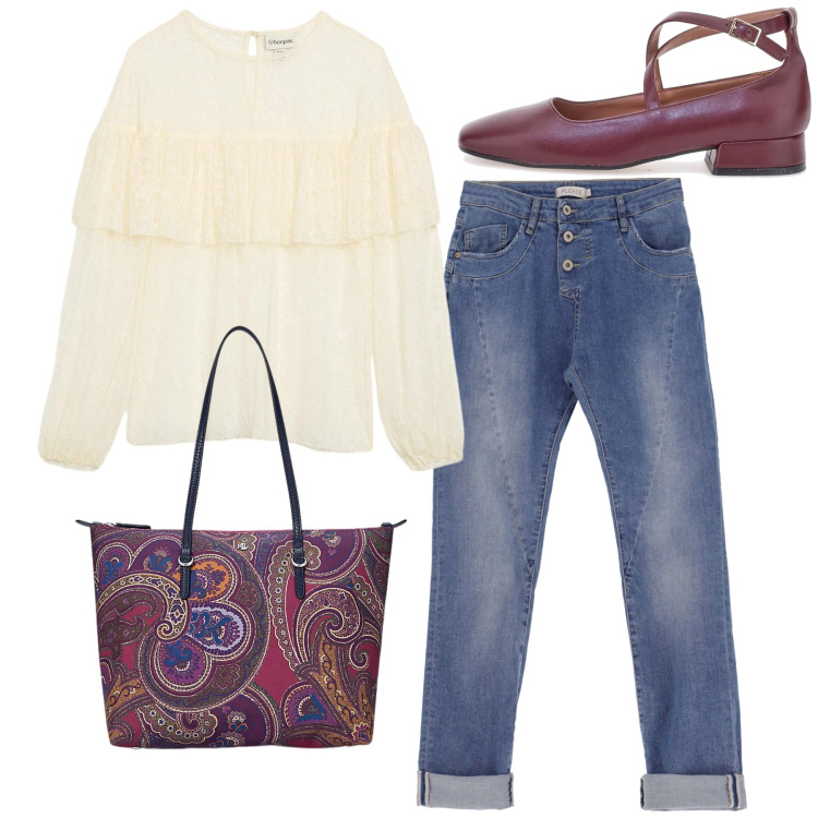Outfit donna - Total look #2227673. Stile Basic per Tutti i giorni. Abbinamento con bluse, jeans slim fit, borse tote, ballerine.