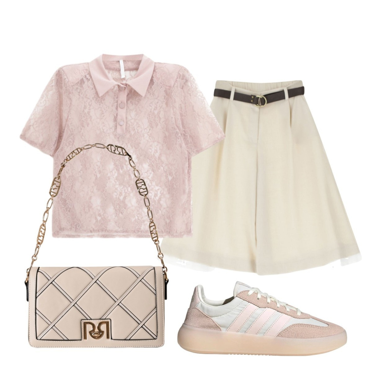 Outfit donna - Total look #2227702. Stile Minimal per Tutti i giorni. Abbinamento con borse a tracolla, pantaloni corti, polo, sneakers.
