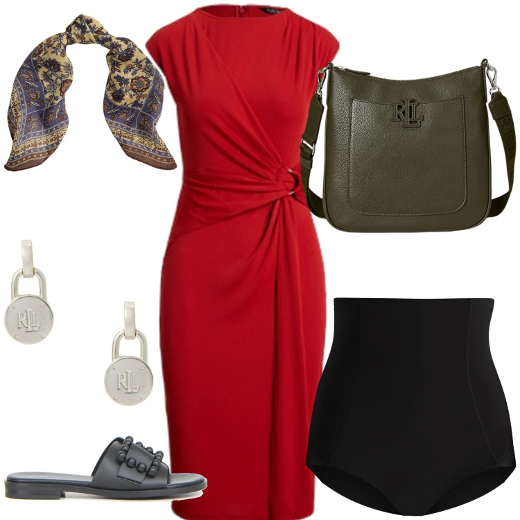 Outfit donna - Total look #2227713. Stile Casual chic per Serata fuori. Abbinamento con culotte, vestiti, orecchini, foulard, borse a tracolla, ciabatte.
