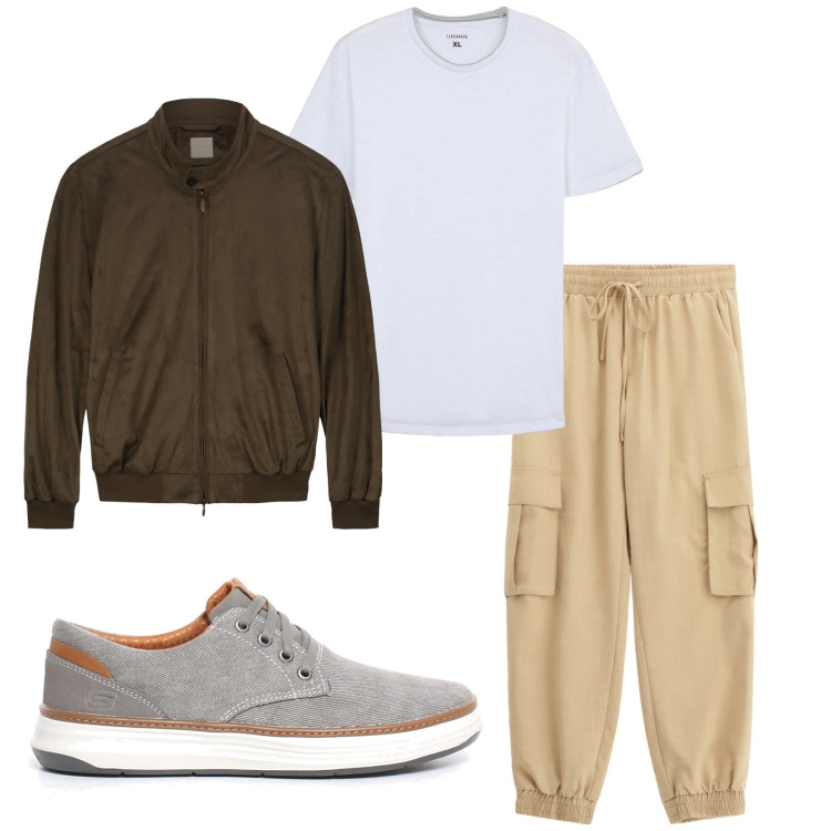 Outfit uomo - Total look #2227858. Stile Casual per Tutti i giorni. Abbinamento con t-shirt, pantaloni cargo, giacche, sneakers.