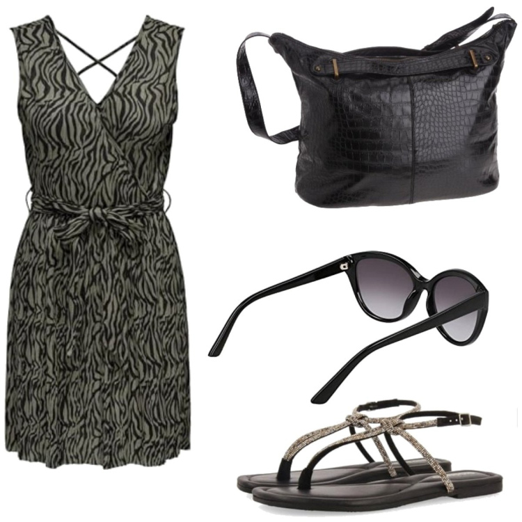 Outfit femme - Ethnique #1186. Style Ethnique pour Tous les jours. Assortir avec robes, sacs à main, lunettes de soleil, sandales en cuir.