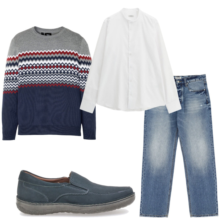 Outfit uomo - Total look #2228111. Stile Casual per Tutti i giorni. Abbinamento con maglieria, jeans, camicie, scarpe stringate.