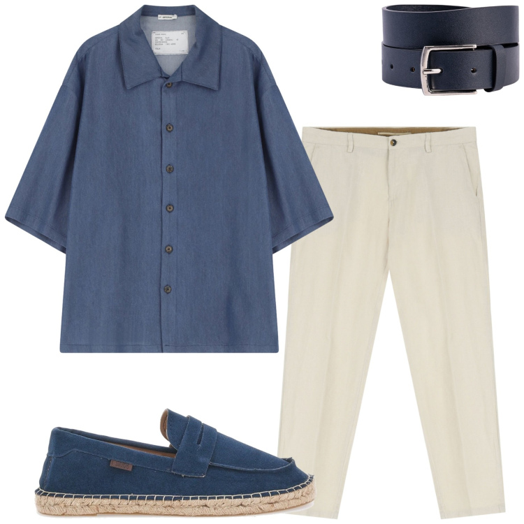 Outfit uomo - Espadrillas maschili. Stile Urban per Serata speciale. Abbinamento con camicie a manica corta, pantaloni chino, cinture, espadrillas.