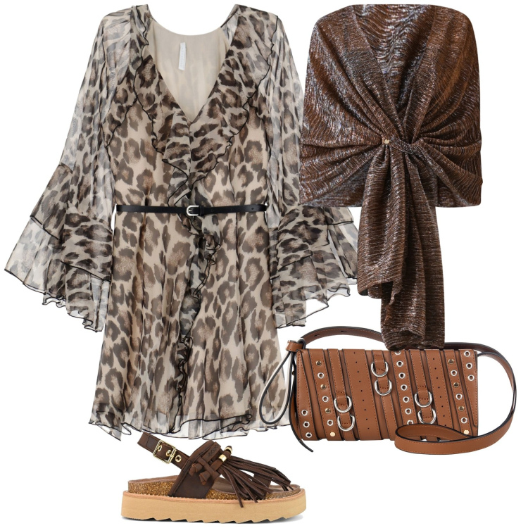 Outfit donna - Festa in spiaggia. per Mare. Abbinamento con stole, borse a spalla, vestiti corti, sandali.