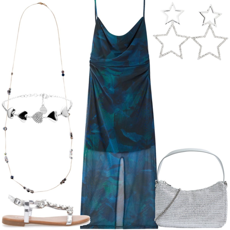 Outfit donna - Total look #2228533. Stile Boho per Serata fuori. Abbinamento con vestiti lunghi, borse a tracolla, orecchini, braccialetti, collane, sandali gioiello.