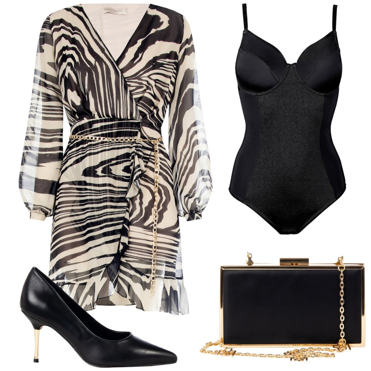 Outfit donna - Total look #2228614. Stile Sexy per Serata fuori. Abbinamento con body, pochette, décolleté, vestiti.