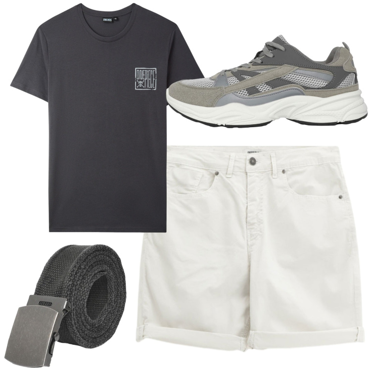 Outfit uomo - Total look #2228677. Stile Casual per Tutti i giorni. Abbinamento con t-shirt, sneakers, cinture, shorts.