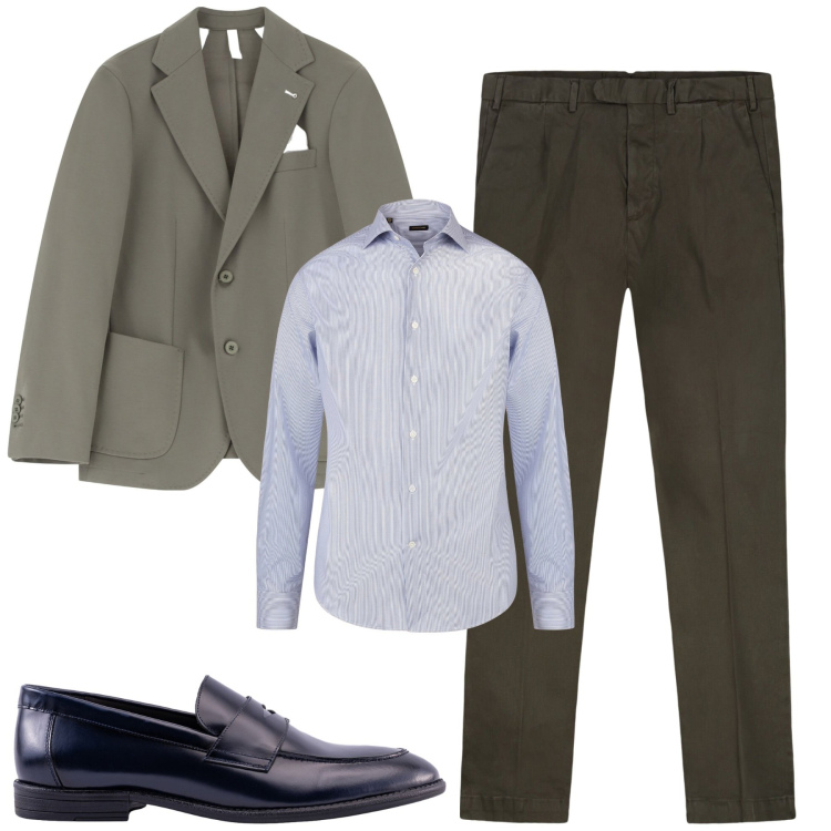 Outfit uomo - Total look #2228680. Stile Business/Elegante per Tutti i giorni. Abbinamento con giacche, pantaloni, camicie, scarpe stringate.