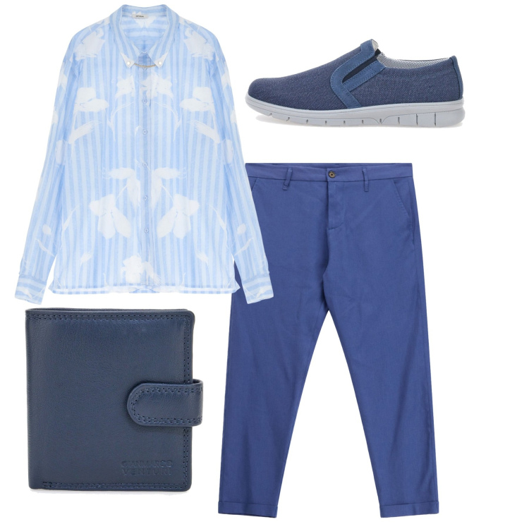 Outfit uomo - Total look #2228713. Stile Casual per Tutti i giorni. Abbinamento con camicie, pantaloni, portafogli, sneakers.