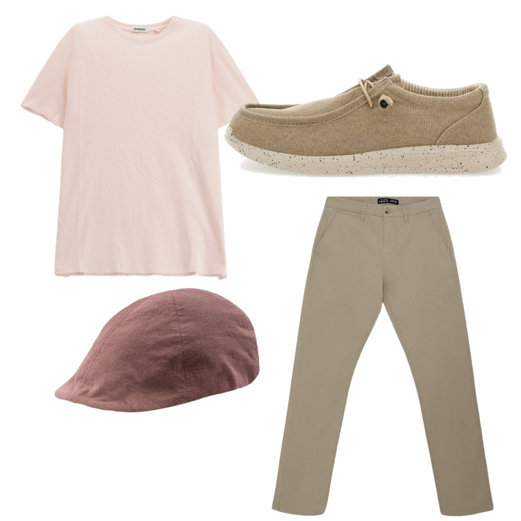 Outfit uomo - Total look #2228718. Stile Casual per Tutti i giorni. Abbinamento con pantaloni chino, t-shirt, scarpe stringate, cappelli con visiera.
