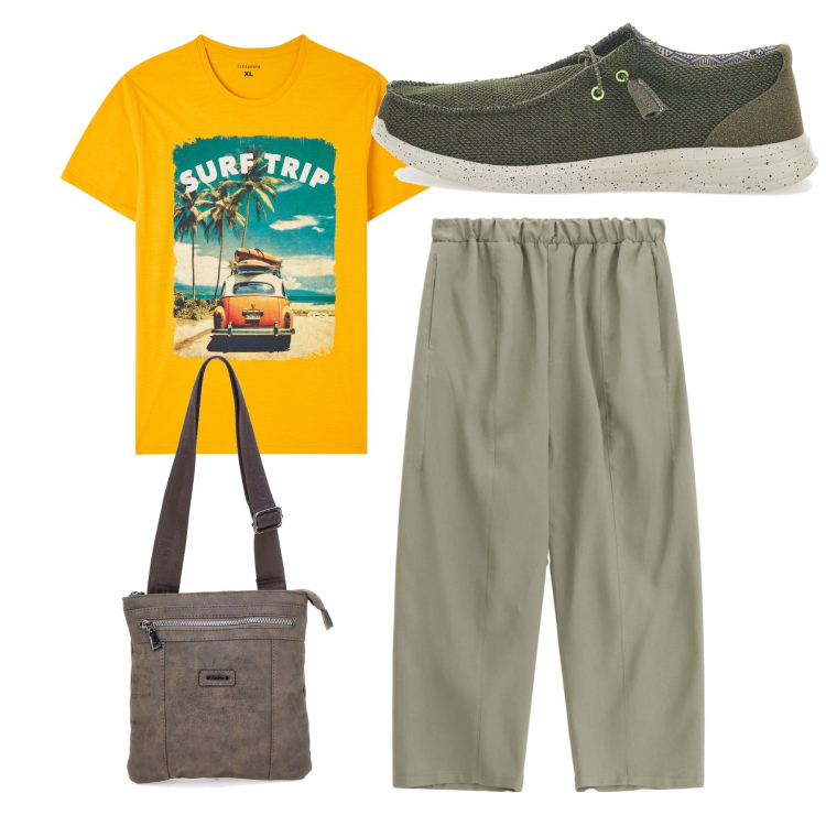 Outfit uomo - Total look #2228720. Stile Casual per Tutti i giorni. Abbinamento con t-shirt, pantaloni, portafogli, scarpe stringate.
