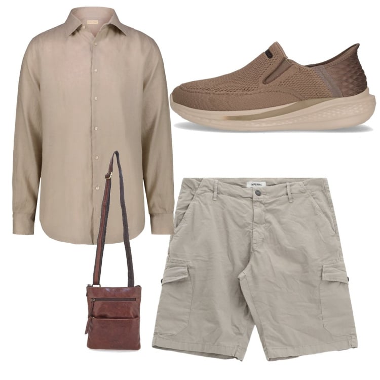 Outfit uomo - Total look #2228723. Stile Casual per Tutti i giorni. Abbinamento con bermuda, camicie, portafogli, sneakers.