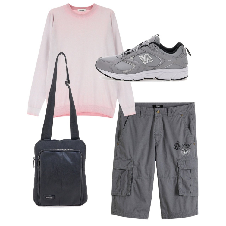 Outfit uomo - Total look #2228732. Stile Casual per Tutti i giorni. Abbinamento con bermuda, pullovers, portafogli, sneakers.