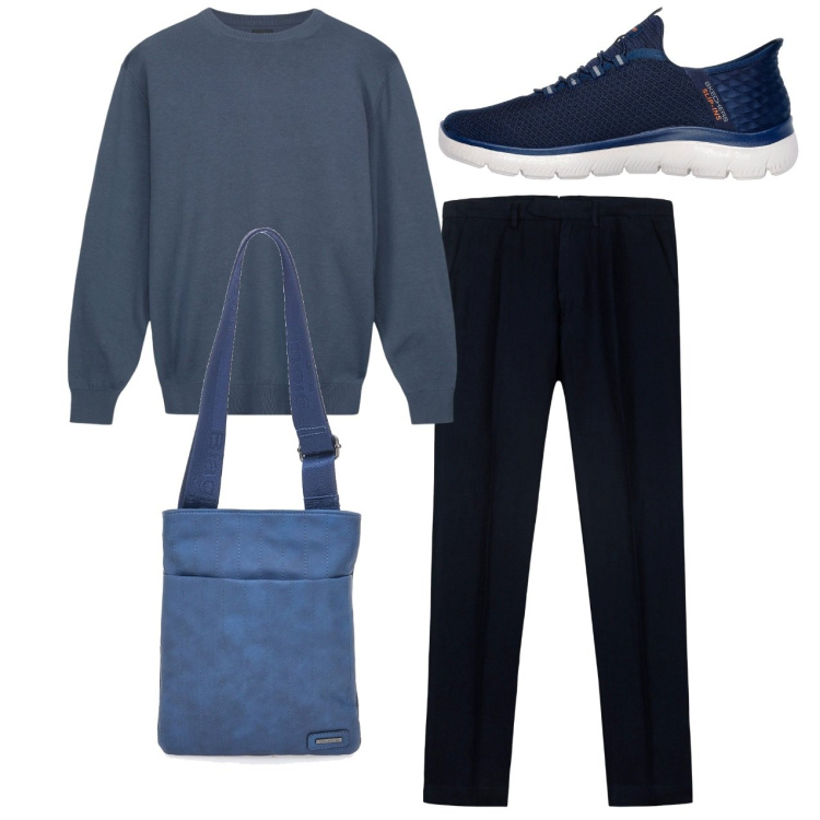 Outfit uomo - Total look #2228738. Stile Casual per Tutti i giorni. Abbinamento con portafogli, sneakers, maglieria, pantaloni.