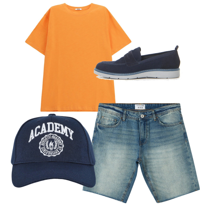 Outfit uomo - Total look #2228739. Stile Casual per Tutti i giorni. Abbinamento con bermuda, cappelli con visiera, t-shirt, scarpe stringate.