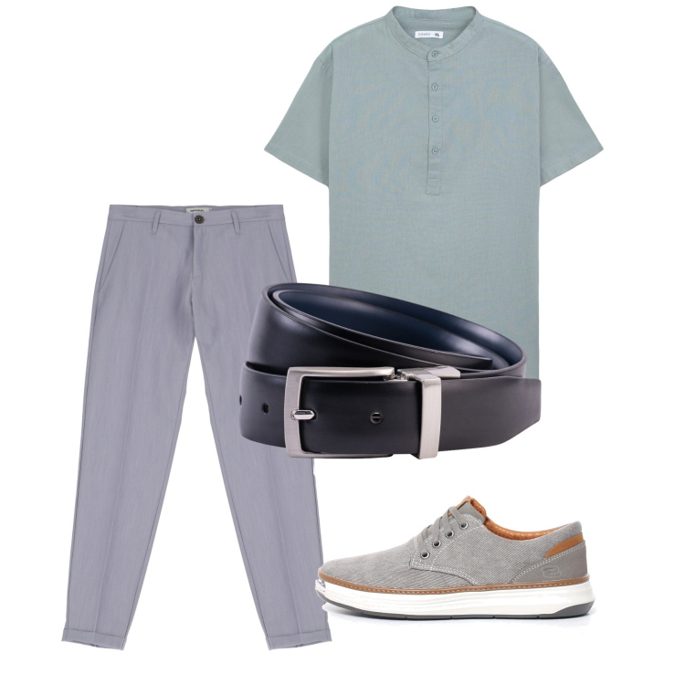 Outfit uomo - Chi ha una vita. Stile Casual per Tutti i giorni. Abbinamento con camicie a manica corta, pantaloni, cinture, sneakers.