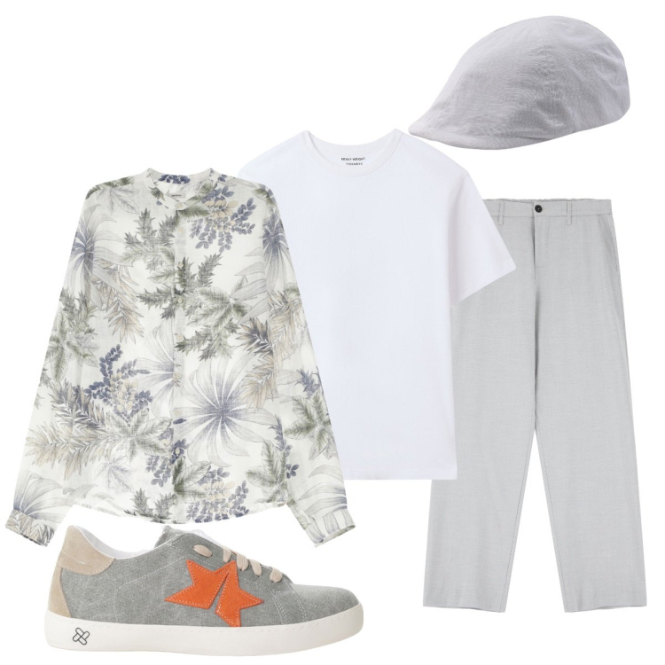 Outfit uomo - Toni su tono IMPERIAL. Stile Trendy per Tutti i giorni. Abbinamento con t-shirt, sneakers, camicie, pantaloni, cappelli con visiera.