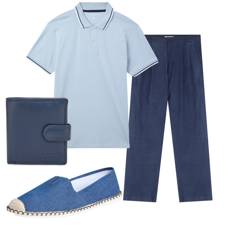 Outfit uomo - Espadrillas maschili. Stile Casual per Tutti i giorni. Abbinamento con espadrillas, polo, pantaloni, portafogli.