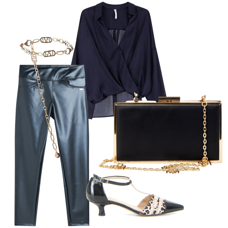 Outfit donna - Si va a ballare. per Serata fuori. Abbinamento con pochette, cinture, bluse, leggings, sandali col tacco.