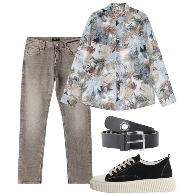 Outfit uomo - Casual con fiori. Stile Casual per Tutti i giorni. Abbinamento con jeans, sneakers, cinture, camicie.