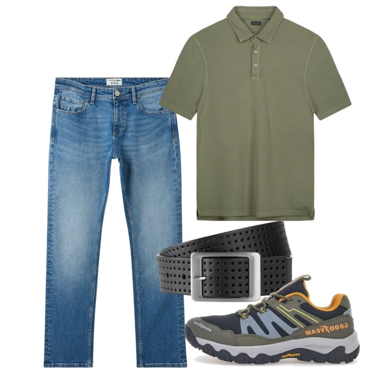 Outfit uomo - Agosto in polo. Stile Casual per Tutti i giorni. Abbinamento con cinture, jeans, stivali e stivaletti, polo.