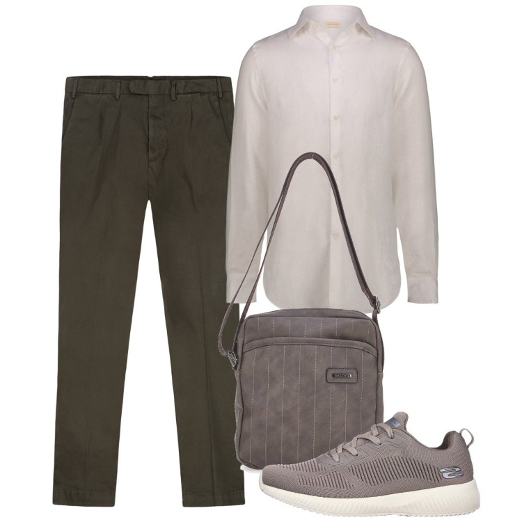 Outfit uomo - Agosto. Stile Casual per Tutti i giorni. Abbinamento con portafogli, sneakers, pantaloni, camicie.