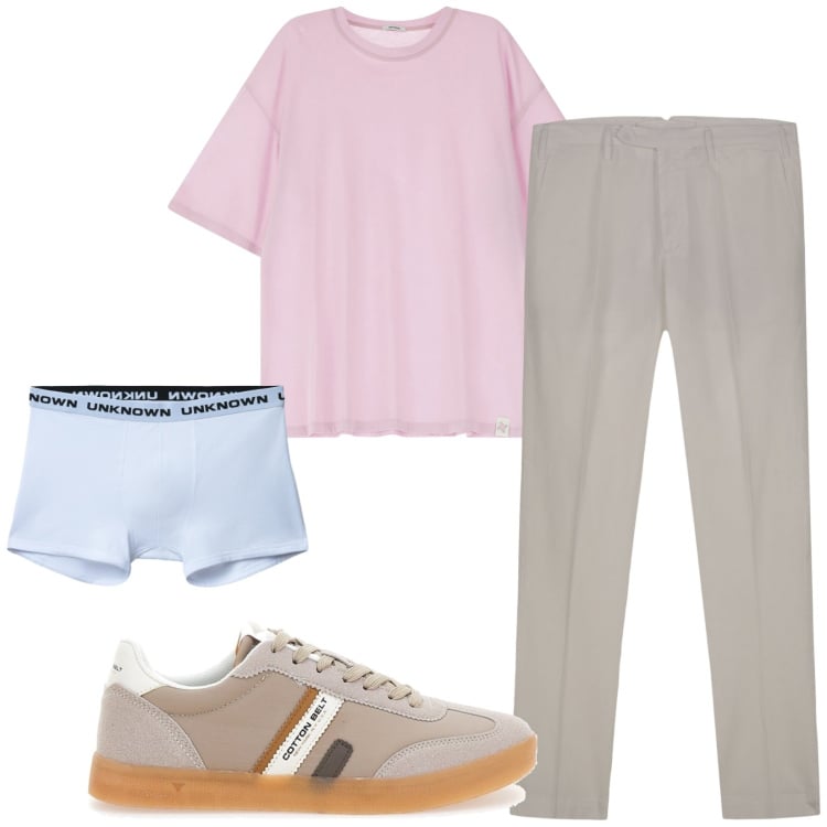Outfit uomo - Total look #2228947. Stile Casual per Tutti i giorni. Abbinamento con boxer, t-shirt, sneakers, pantaloni.