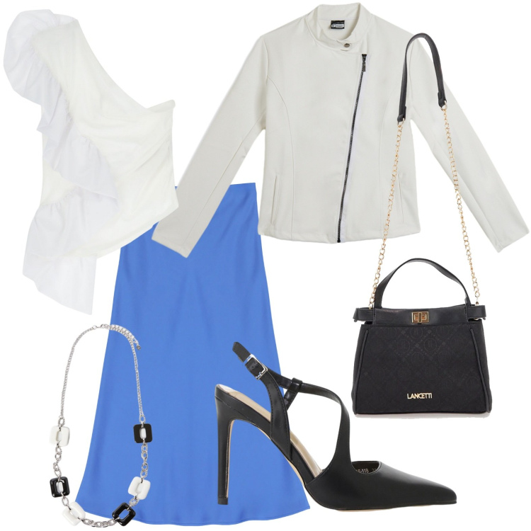 Outfit donna - Accessori must have. Stile Glamour per Serata fuori. Abbinamento con gonne longuette, décolleté, top, giacche, borse a tracolla, collane.