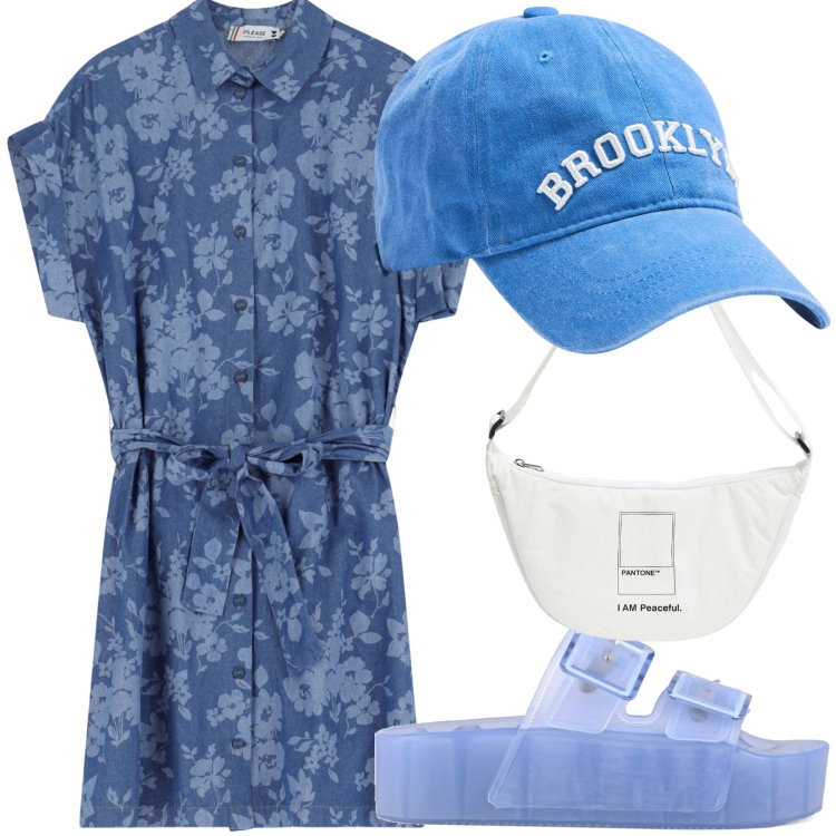 Outfit donna - Grigliata di ferragosto. Stile Trendy per Tutti i giorni. Abbinamento con cappelli, marsupi, vestiti corti, sandali.