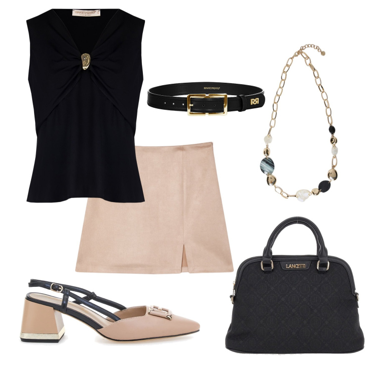 Outfit donna - La mini effetto daino. Stile Glamour per Serata fuori. Abbinamento con minigonne, top, cinture, décolleté, collane, borse a spalla.