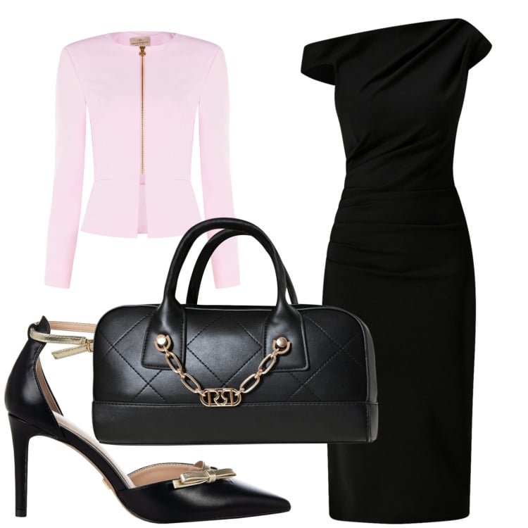 Outfit donna - Il tubino nero. Stile Bon Ton per Cerimonia. Abbinamento con vestiti a tubino, décolleté, borse a mano, blazer.