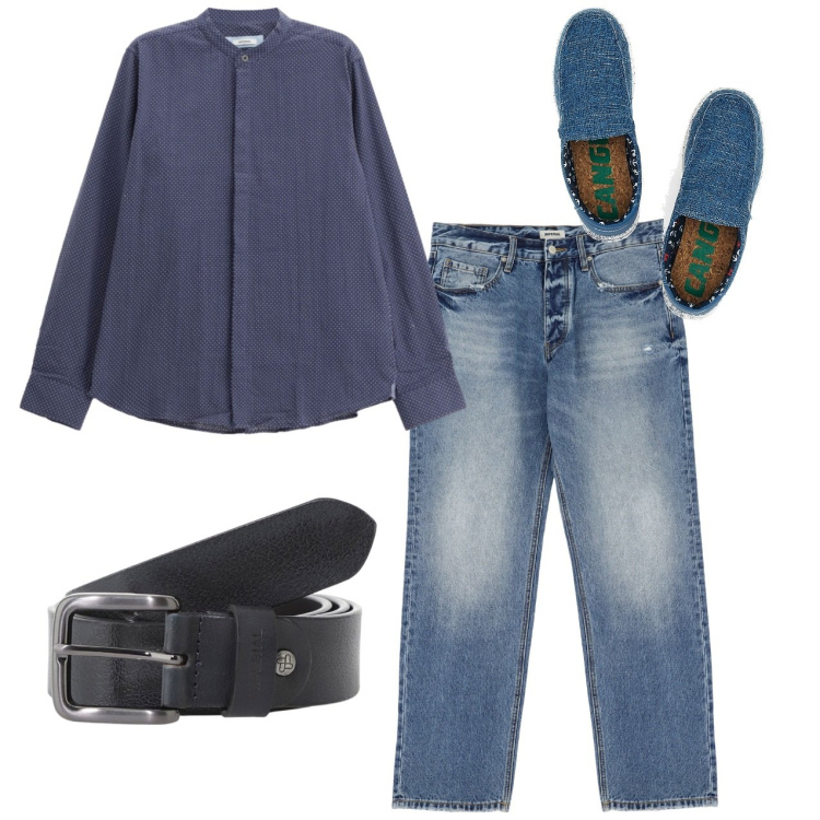 Outfit uomo - Total look. Stile Casual per Tutti i giorni. Abbinamento con jeans, cinture, camicie, sneakers.