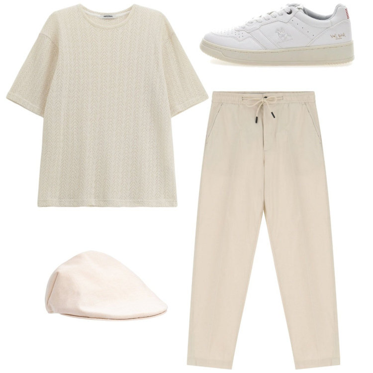 Outfit uomo - Chiaramente. Stile Casual per Tutti i giorni. Abbinamento con pantaloni chino, t-shirt, cappelli e berretti, sneakers.